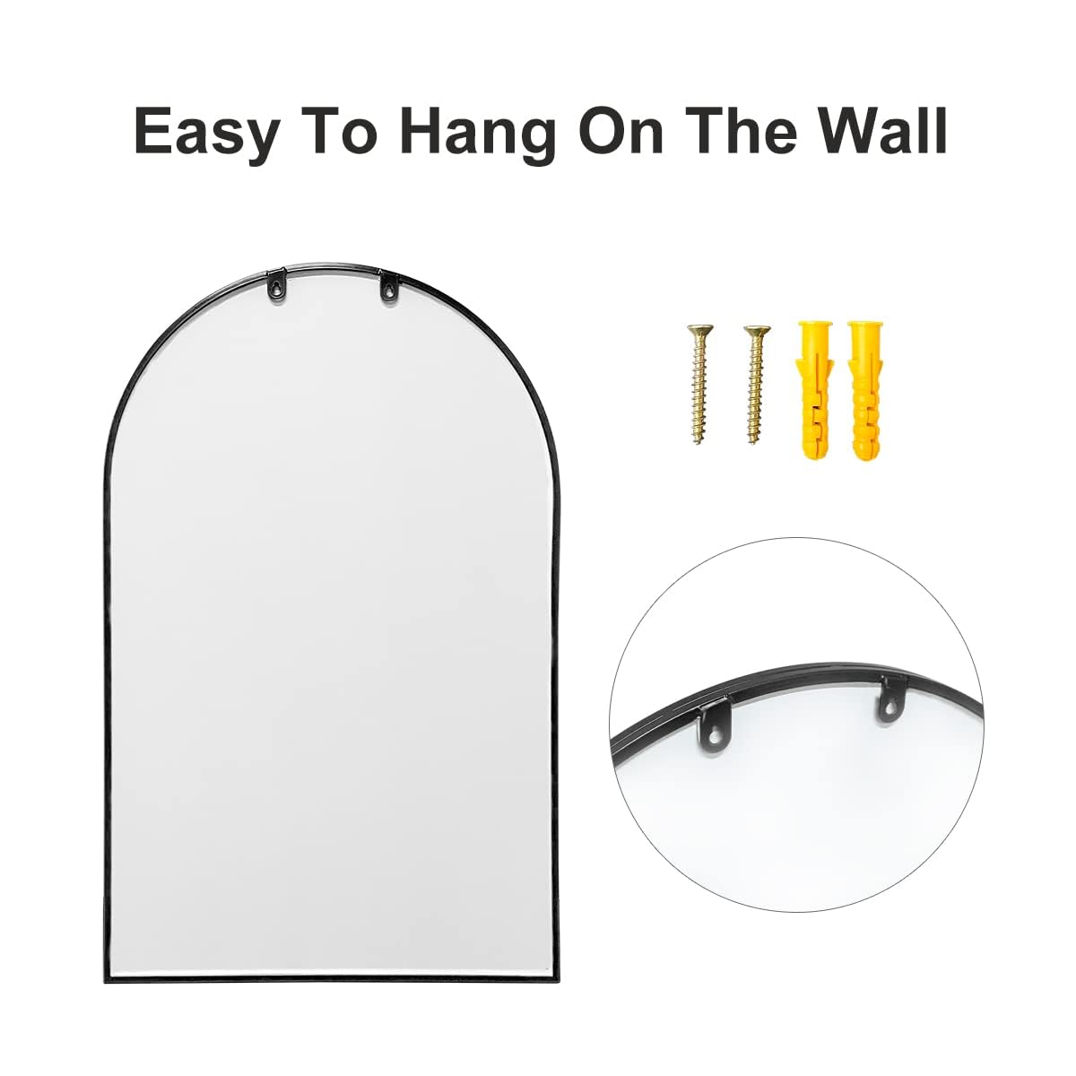 Dewfig Arched Full Length Mirror, 71"x 32" Windowpane Floor Mirror, Black