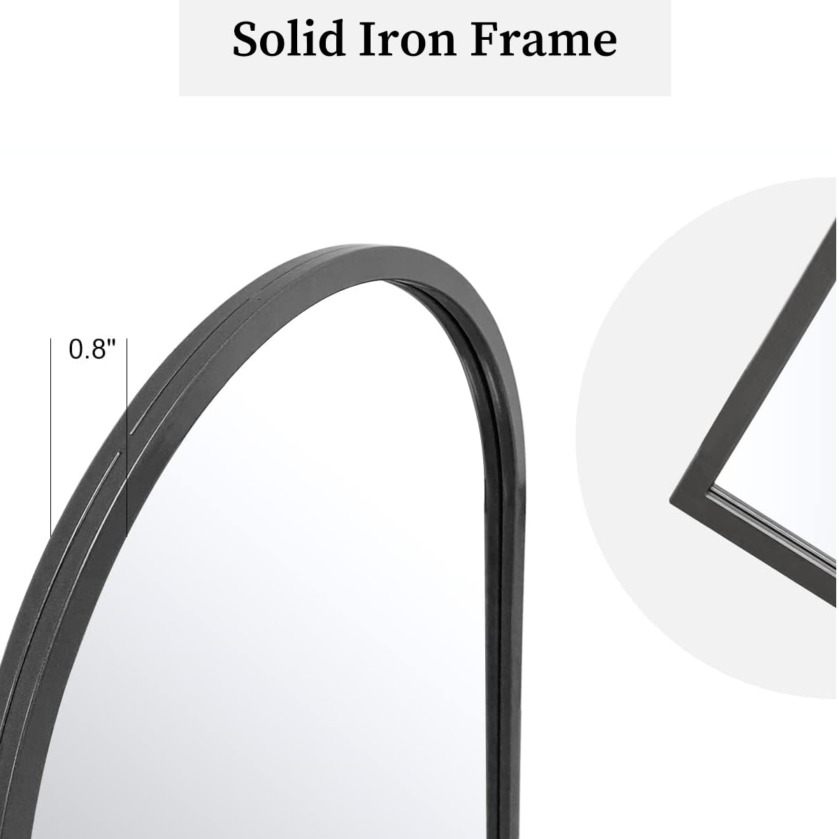Dewfig Arched Full Length Mirror, 71"x 32" Windowpane Floor Mirror, Black