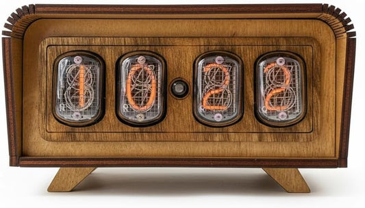 Handmade Nixie Tube Clock IN-12 - Made in Ukraine - Vintage Retro Table - Wooden Desk Nixie Tube