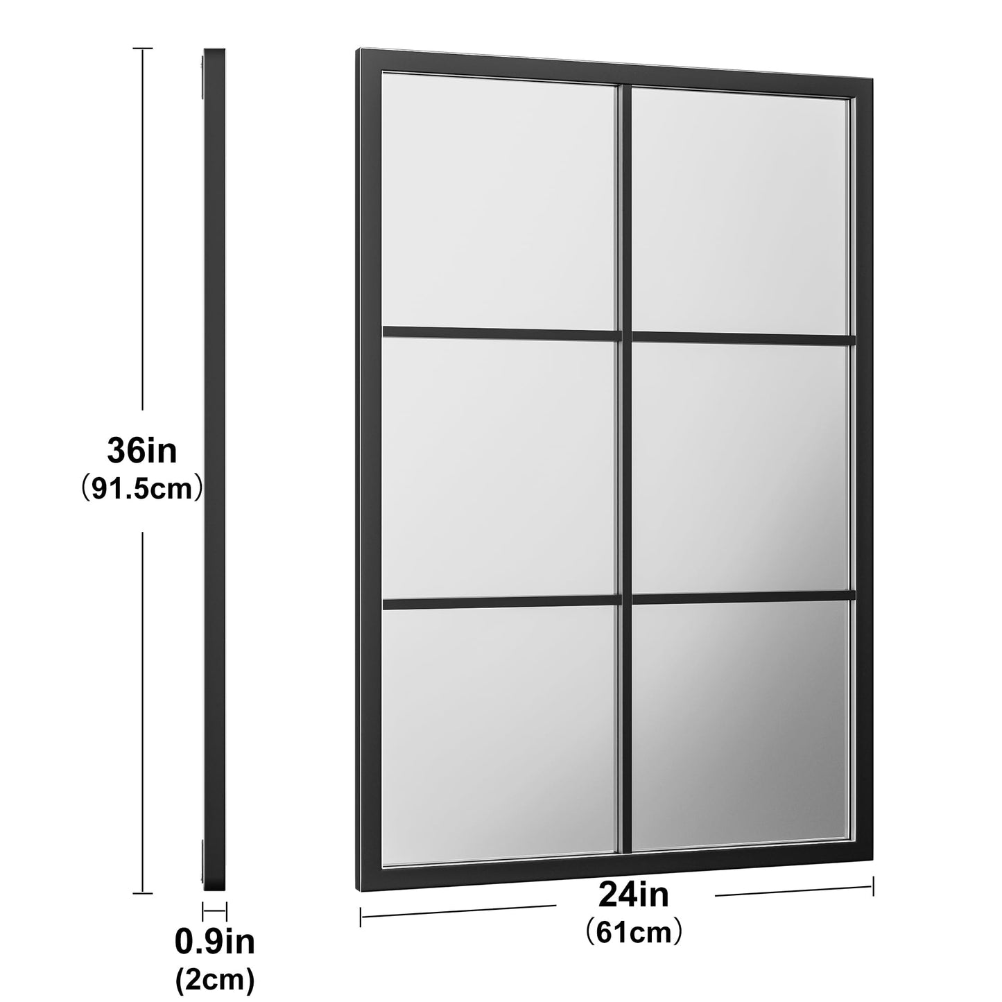 Dewfig Arched Full Length Mirror, 71"x 32" Windowpane Floor Mirror, Black