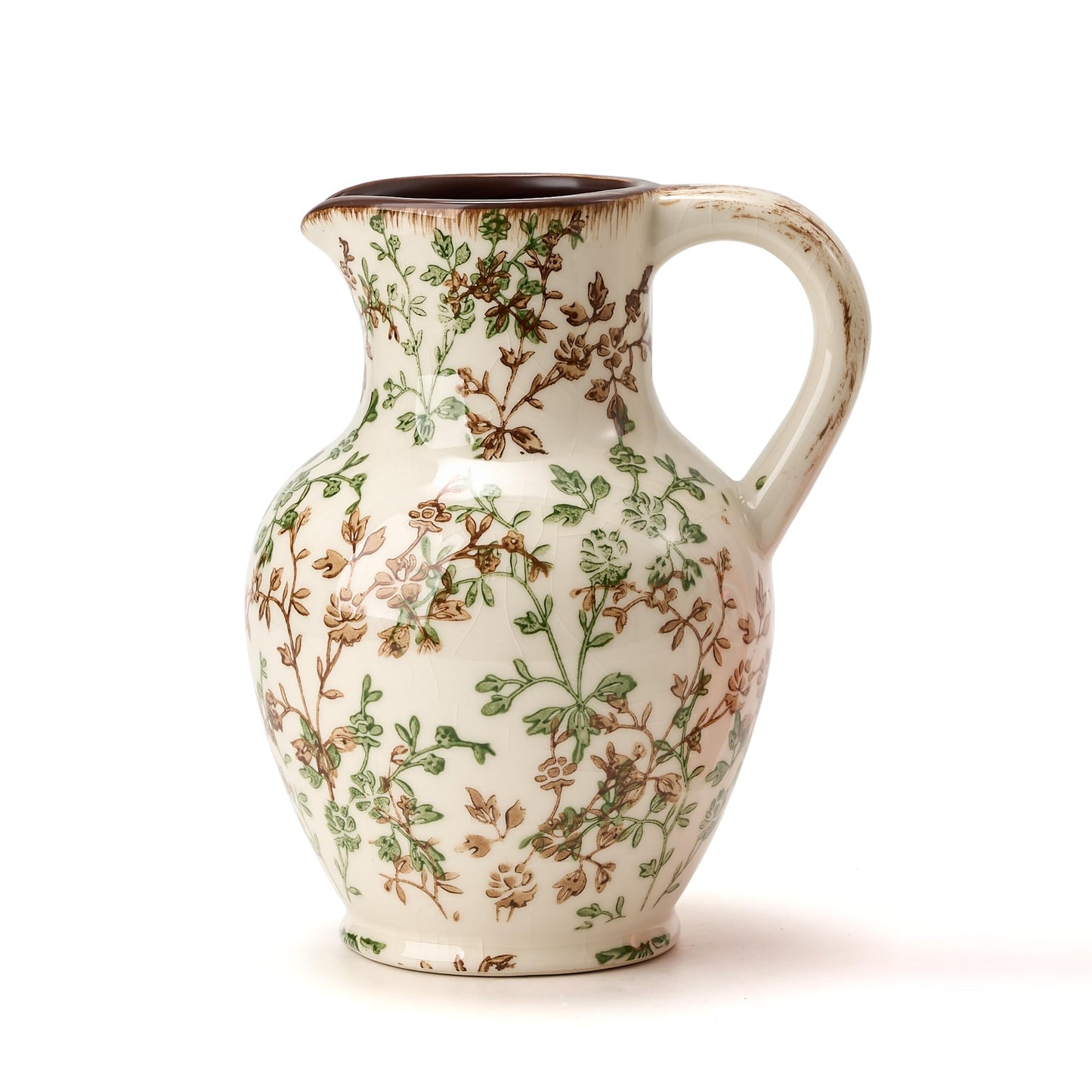 SIDUCAL Ceramic Rustic Farmhouse Vase with Handle, Terracotta Vase, Minimalist Decorative Vases for Home Decor, Table, Living Room, Shelf, Christmas Decoration(Gray)