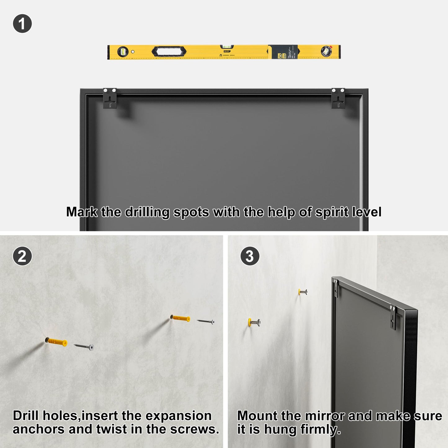 Dewfig Arched Full Length Mirror, 71"x 32" Windowpane Floor Mirror, Black