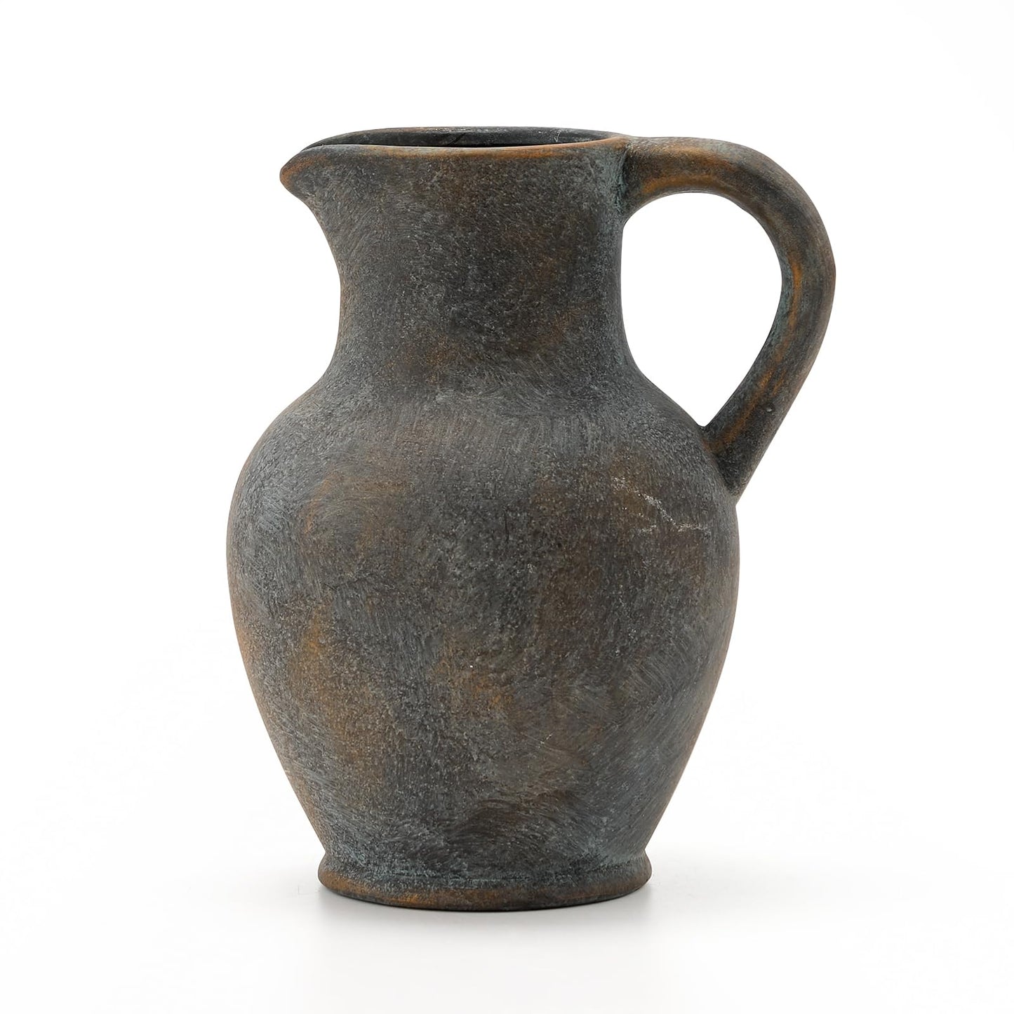 SIDUCAL Ceramic Rustic Farmhouse Vase with Handle, Terracotta Vase, Minimalist Decorative Vases for Home Decor, Table, Living Room, Shelf, Christmas Decoration(Gray)