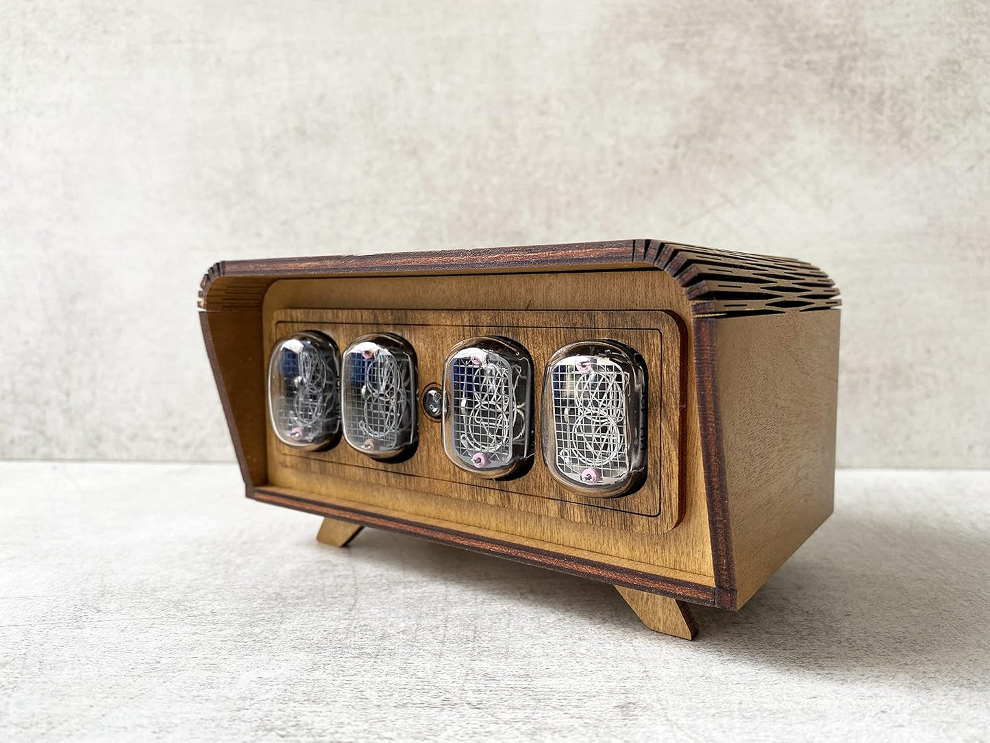 Handmade Nixie Tube Clock IN-12 - Made in Ukraine - Vintage Retro Table - Wooden Desk Nixie Tube
