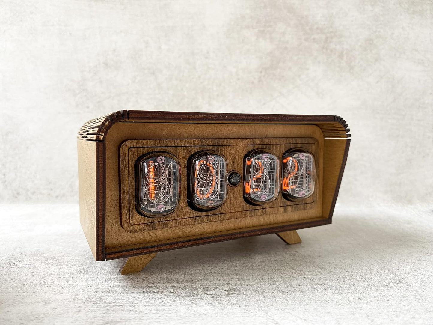 Handmade Nixie Tube Clock IN-12 - Made in Ukraine - Vintage Retro Table - Wooden Desk Nixie Tube