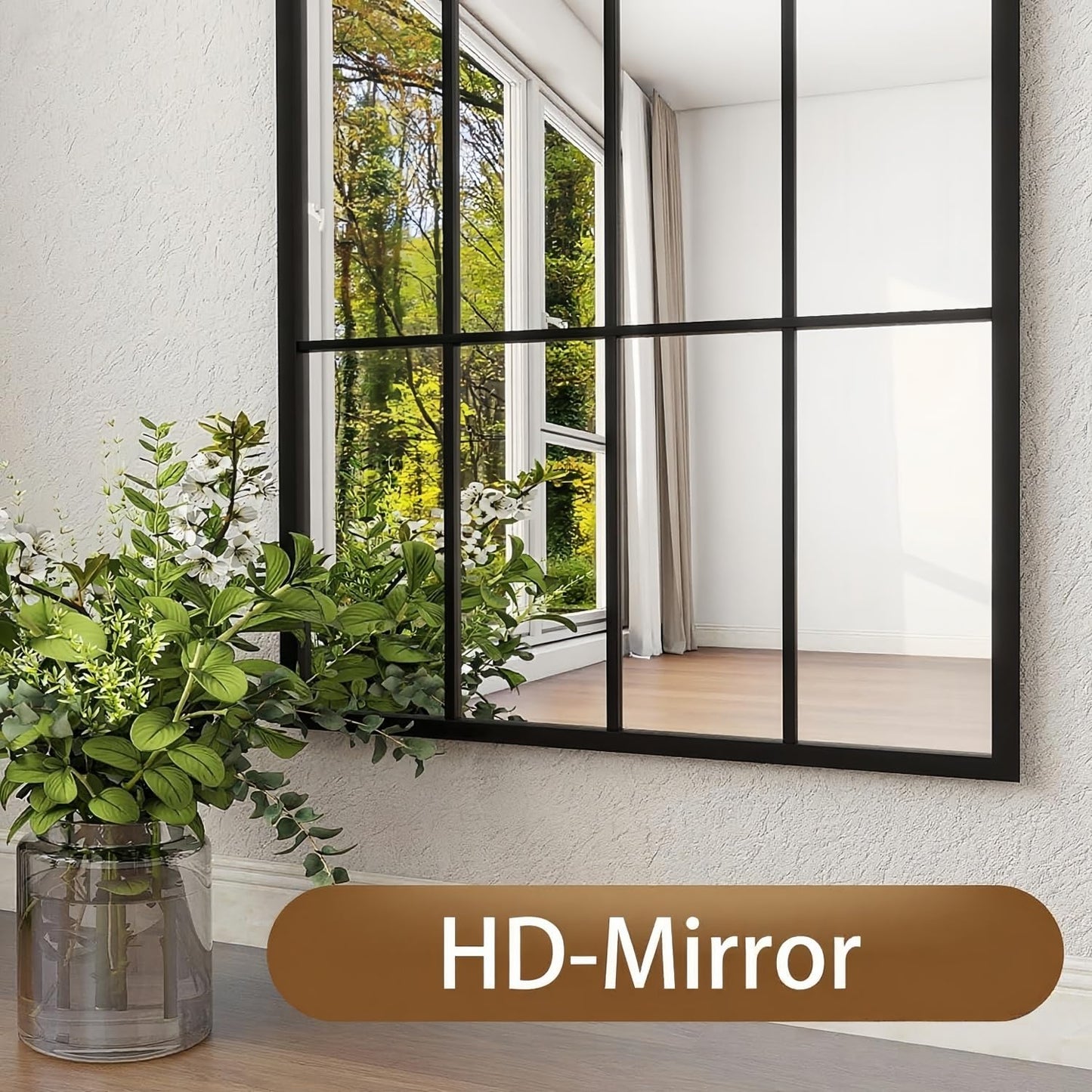 Dewfig Arched Full Length Mirror, 71"x 32" Windowpane Floor Mirror, Black