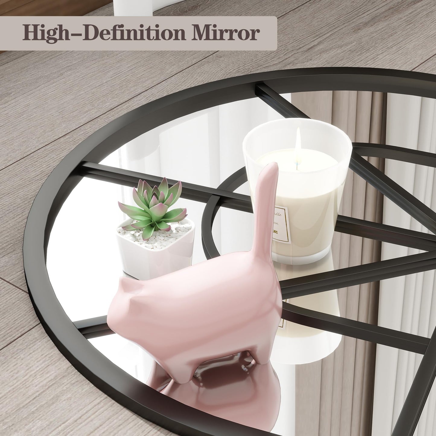 Dewfig Arched Full Length Mirror, 71"x 32" Windowpane Floor Mirror, Black